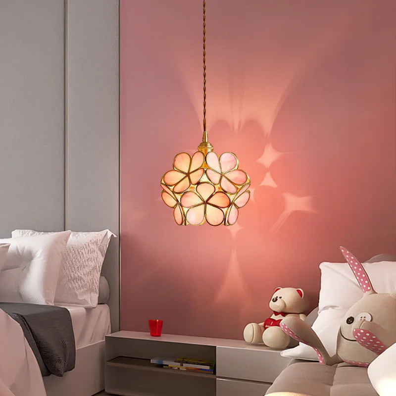 Luxury Flower Pendant Lights Glass Dining Hanging Lighting Fixtures Modern Design Decoration Led Pendant Lamp Bedside Balcony