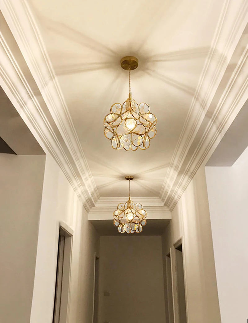 Luxury Flower Pendant Lights Glass Dining Hanging Lighting Fixtures Modern Design Decoration Led Pendant Lamp Bedside Balcony