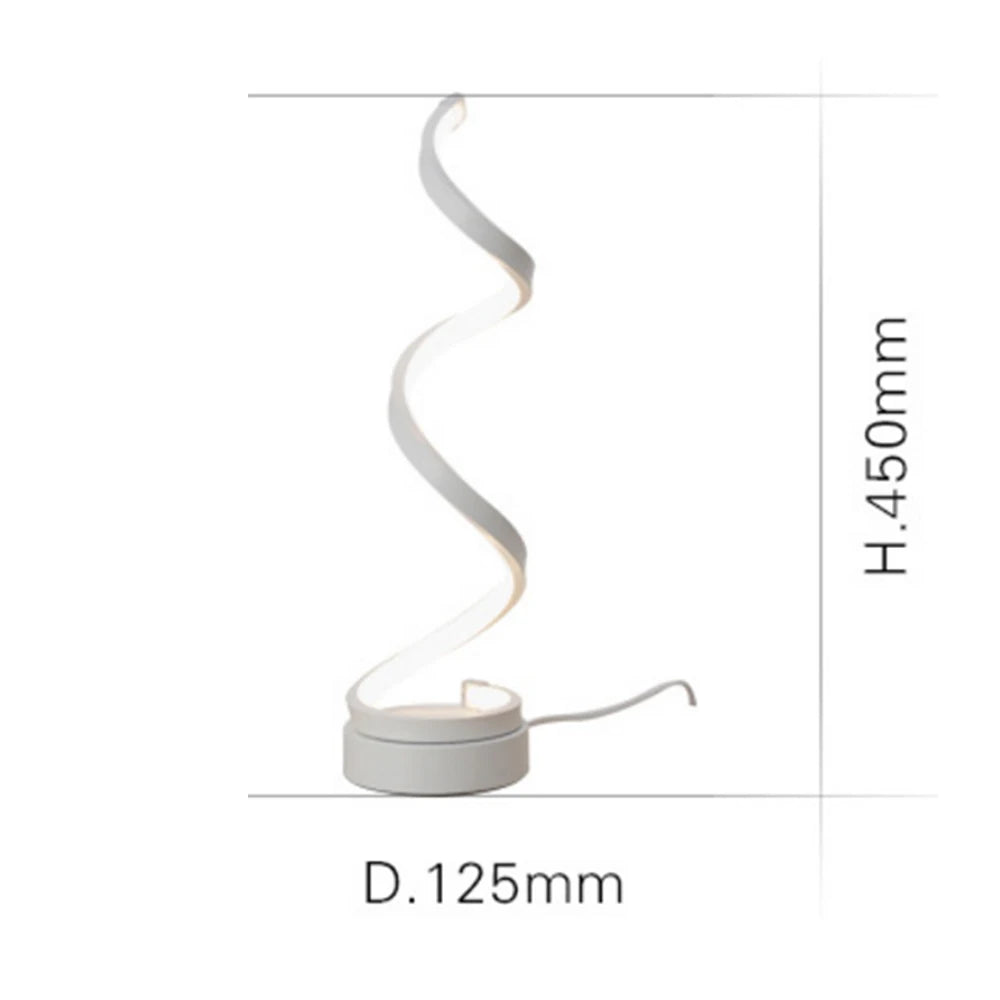 LED Spiral Table Lamp Modern Curved Desk Bedside Lamp Dimmable Warm White Night Light For Living Room And Bedroom
