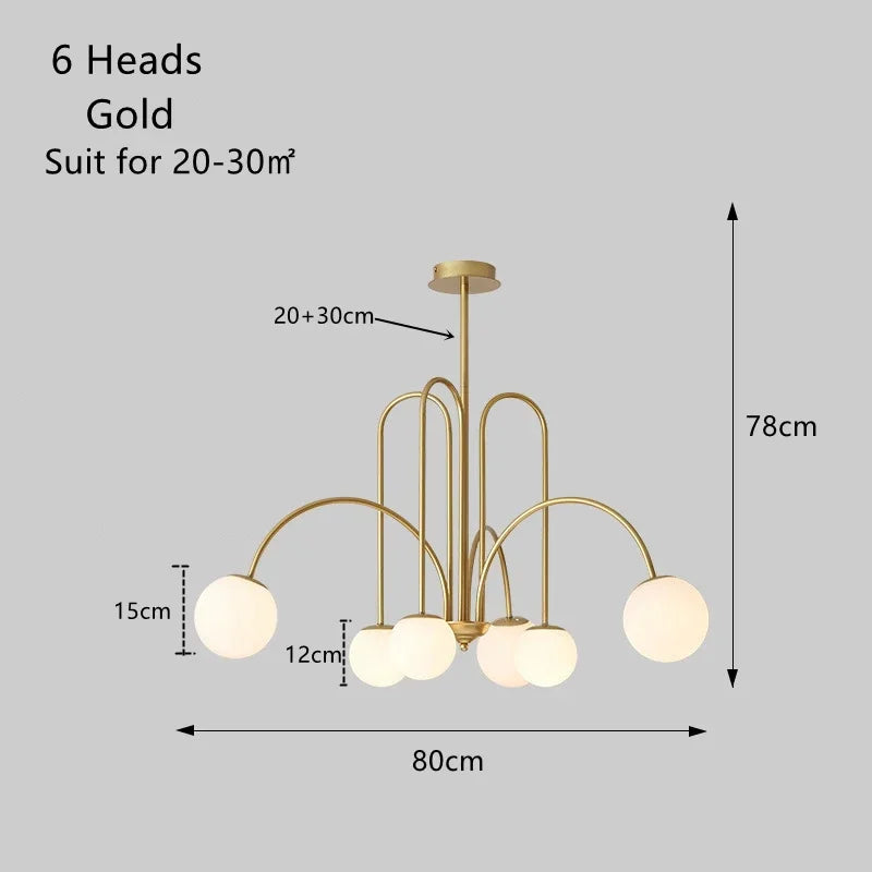 Postmodern Magic Beans Milky Glass Ball Ceiling Chandelier for Kitchen Island Dining Table Living Bar Indoor LED Decor Lighting