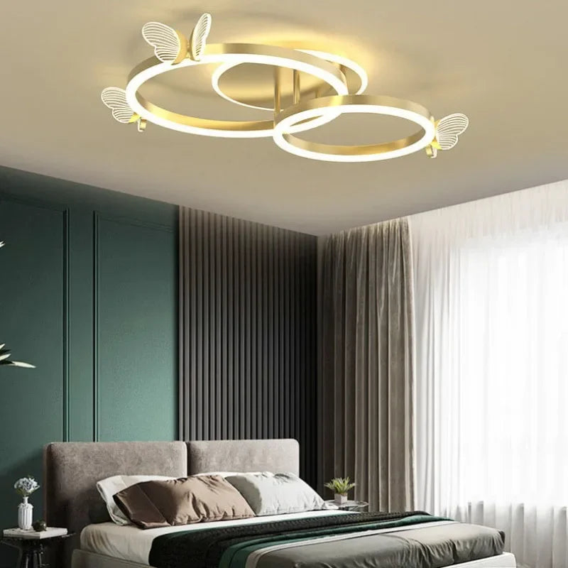 Modern LED Ceiling Chandelier Lighting for Living Study Room Bedroom Dimmable Home Gold 2 3 Rings Indoor Lighting Decor Lamps