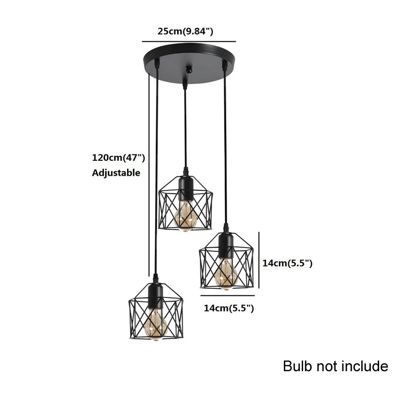 Modern LED Pendant Light Iron Gold Black Minimalist Metal Cage Pendant Lamp Living Room Restaurant Shop Bar Fixture Decoration