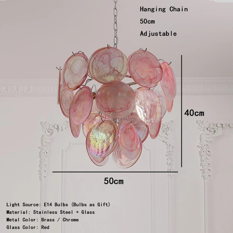 Vintage Lighting Fixture Italy Designer Red Glass Chandeliers LED Hanging Lamp for Ceiling Room Decor Lustre Cottage