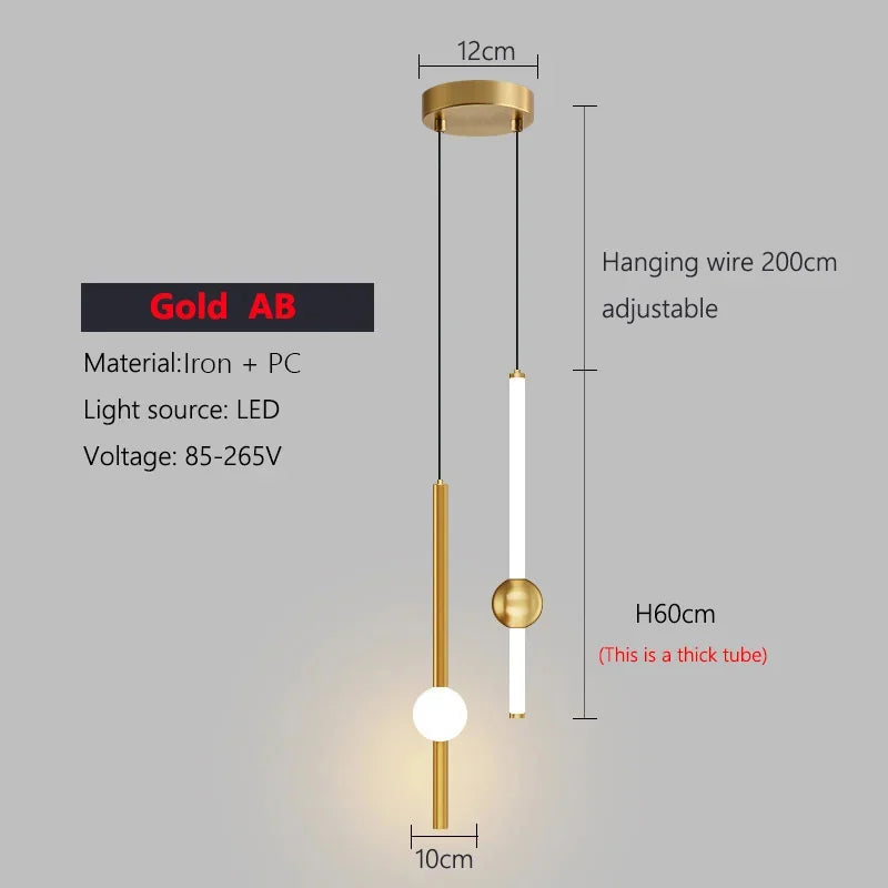 Minimalist Pendant Light Bedroom Hanging Lamp Long Line Lighting Black/Gold Living Room TV Background Wall Decor Wire Suspension