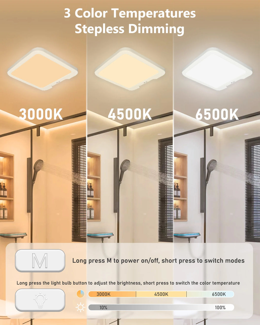 Rechargeable Dimmable Ceiling Light USB 5V 3 Colors LED Flush Mount Ultrathin Motion Sensor Ceiling Lamp Remote Control Timer