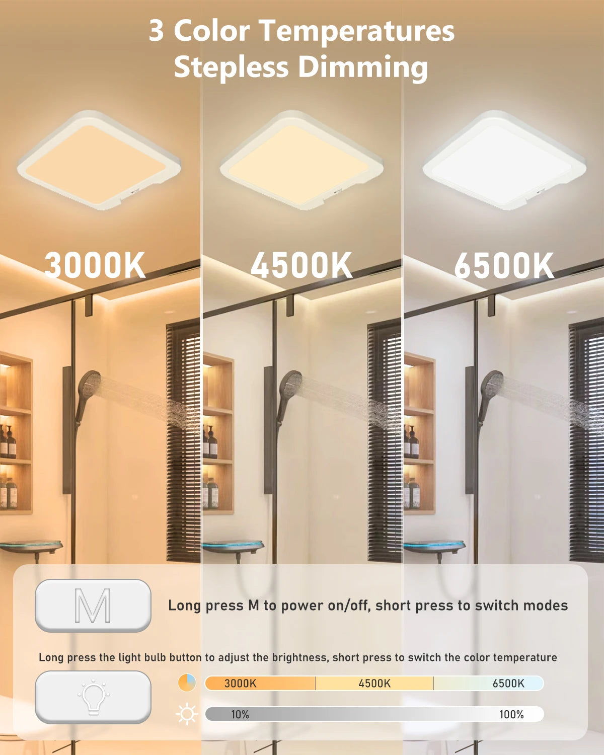 Rechargeable Dimmable Ceiling Light USB 5V 3 Colors LED Flush Mount Ultrathin Motion Sensor Ceiling Lamp Remote Control Timer