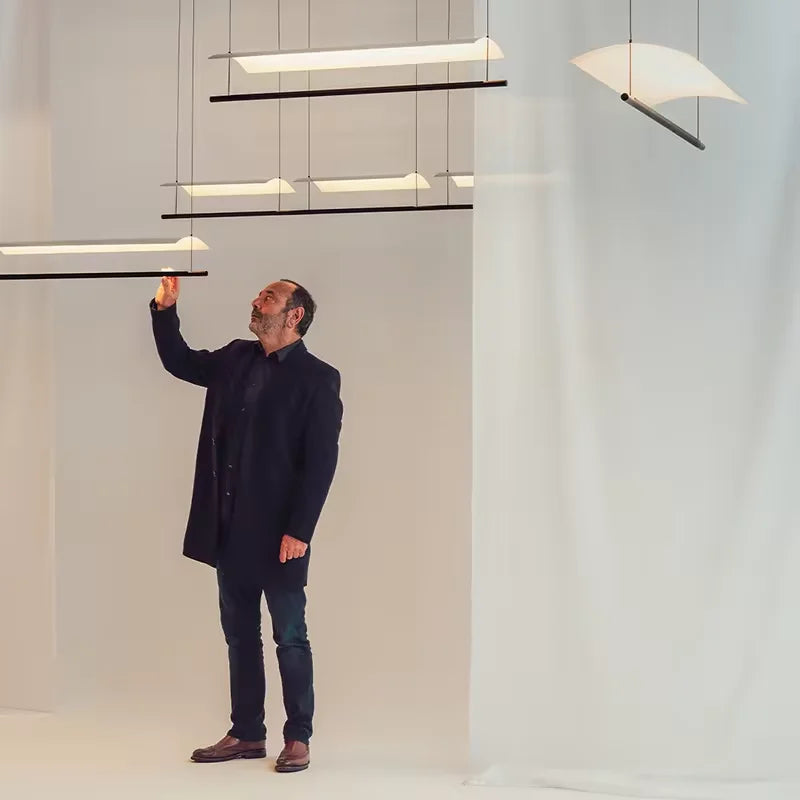 Long pendant lights LED minimalist hanging light Lamina Eaves Tile Lampshade For Office Restaurant Kitchen Island Light Fixture