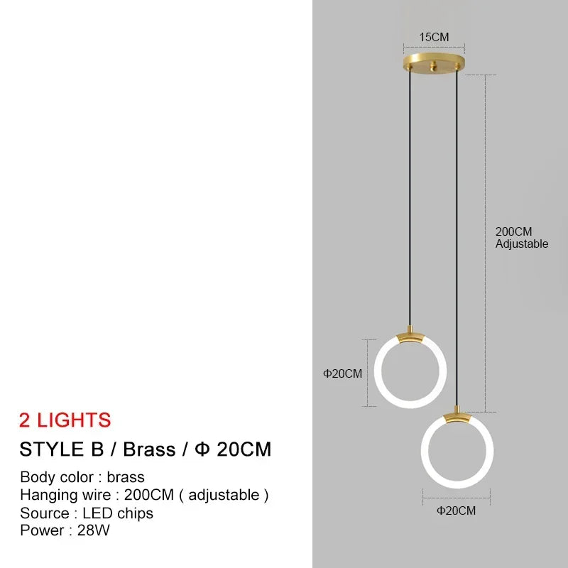 Pendant Lamp Bedroom Bedside Lamp Modern Minimalist Nordic Light Luxury Chandelier Restaurant TV Background Wall Chandelier