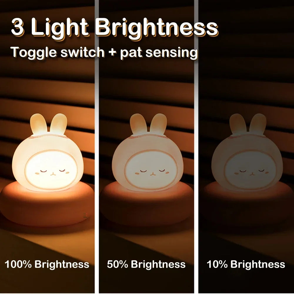 Rechargeable LED Night Light for Kids 3 Level Dimmable Nursery Sleeping Nightlights for Breastfeeding Toddler Baby Decor