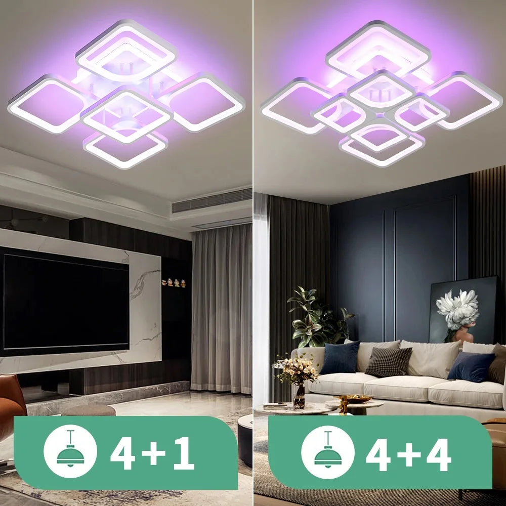 Acrylic Backlight Ceiling Light ModernLED Dimmable Ceiling Lights with Remote Flush Mount Ceiling Light Fixture for Living Room