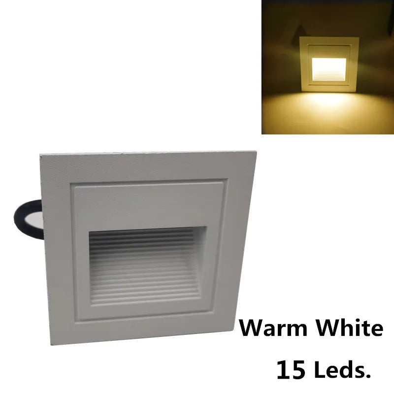 LED Deck Step Light 15Leds IP65 Waterproof Underground Lamp Recessed Stair Paitio Ground Floor Garden Landscape Wall Outdoor