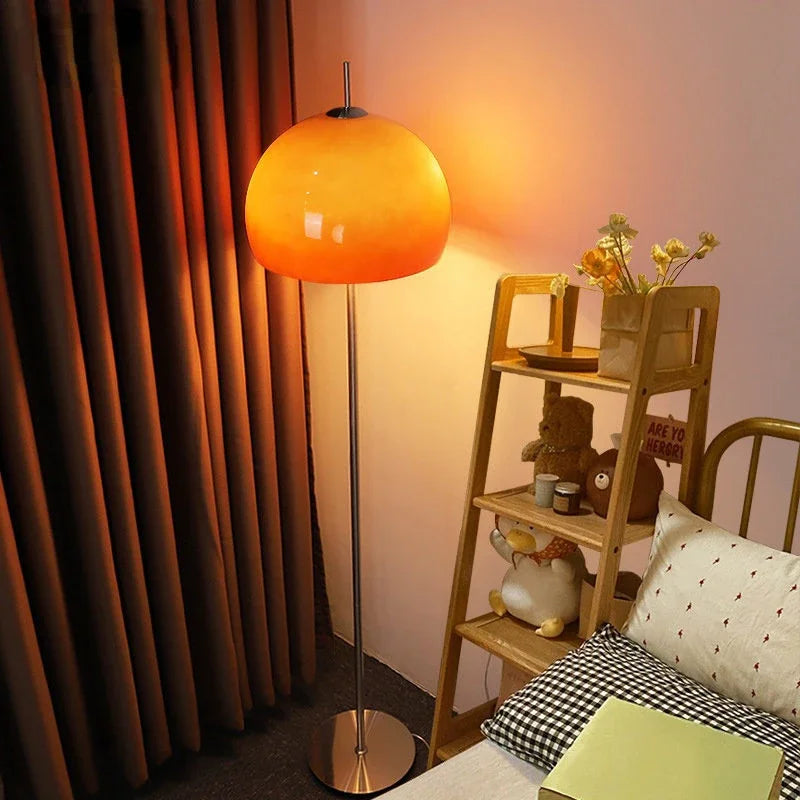Modern Lamp Living Room Retro Glass Table Lamp Gradient Orange Mushroom Floor Lamp Living Room Bedroom Atmosphere LED Lamps