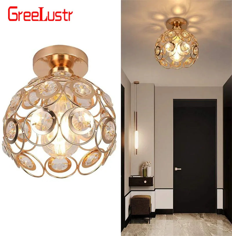 Modern Pendant Lighting Ceiling Lamp For Hallway Mini E27 Chandelier Crystal Semi Flush Mount Lamp Corridor Fixture Lustre Decor