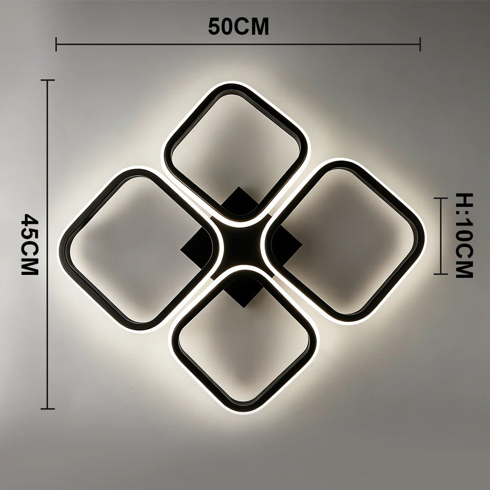 Modern LED Ceiling Light Fixtures Square Flush Mount Lamp for Living Room Dining Room Bedroom Kitchen Energy Efficient Lighting