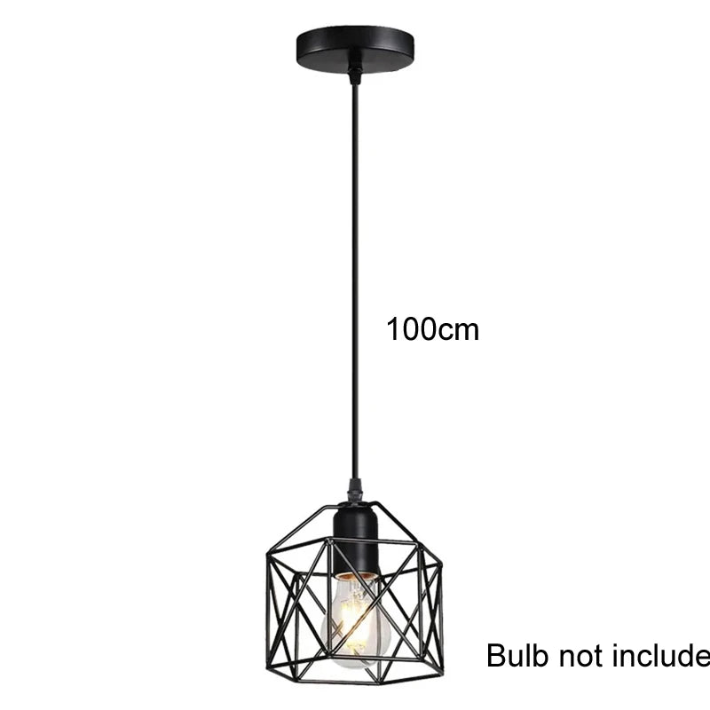 Modern LED Pendant Light Iron Gold Black Minimalist Metal Cage Pendant Lamp Living Room Restaurant Shop Bar Fixture Decoration