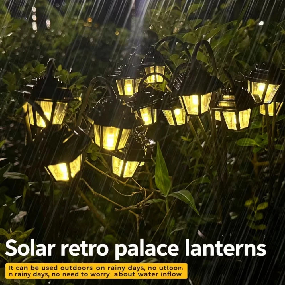 Solar Outdoor Lantern Light with 6 Warm LEDs Retro Garden Decor for Patio Yard Pathway Landscape Lighting