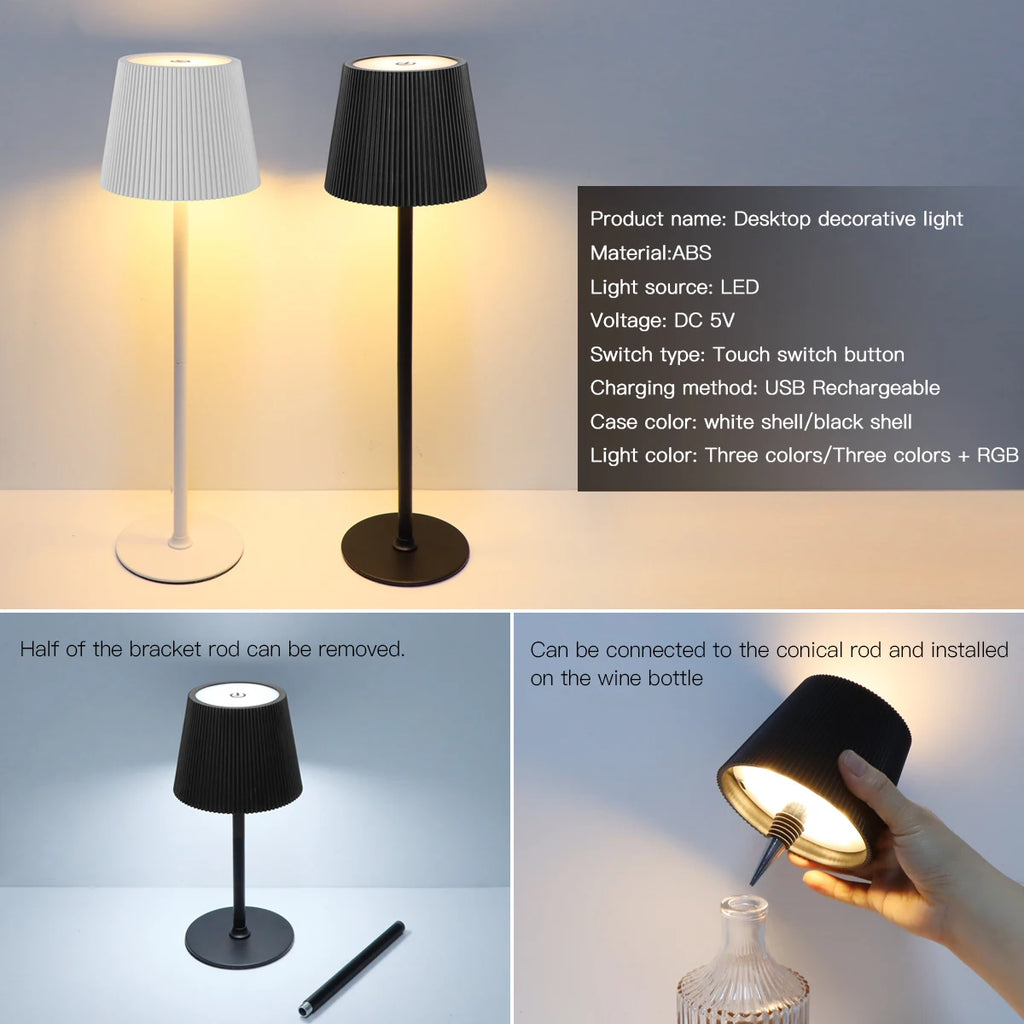 LED Bedside Table Lamp DIY Lamp Base Desk Lamp Dimmable Night Reading Book Light USB Rechargeable Atmosphere Lighting