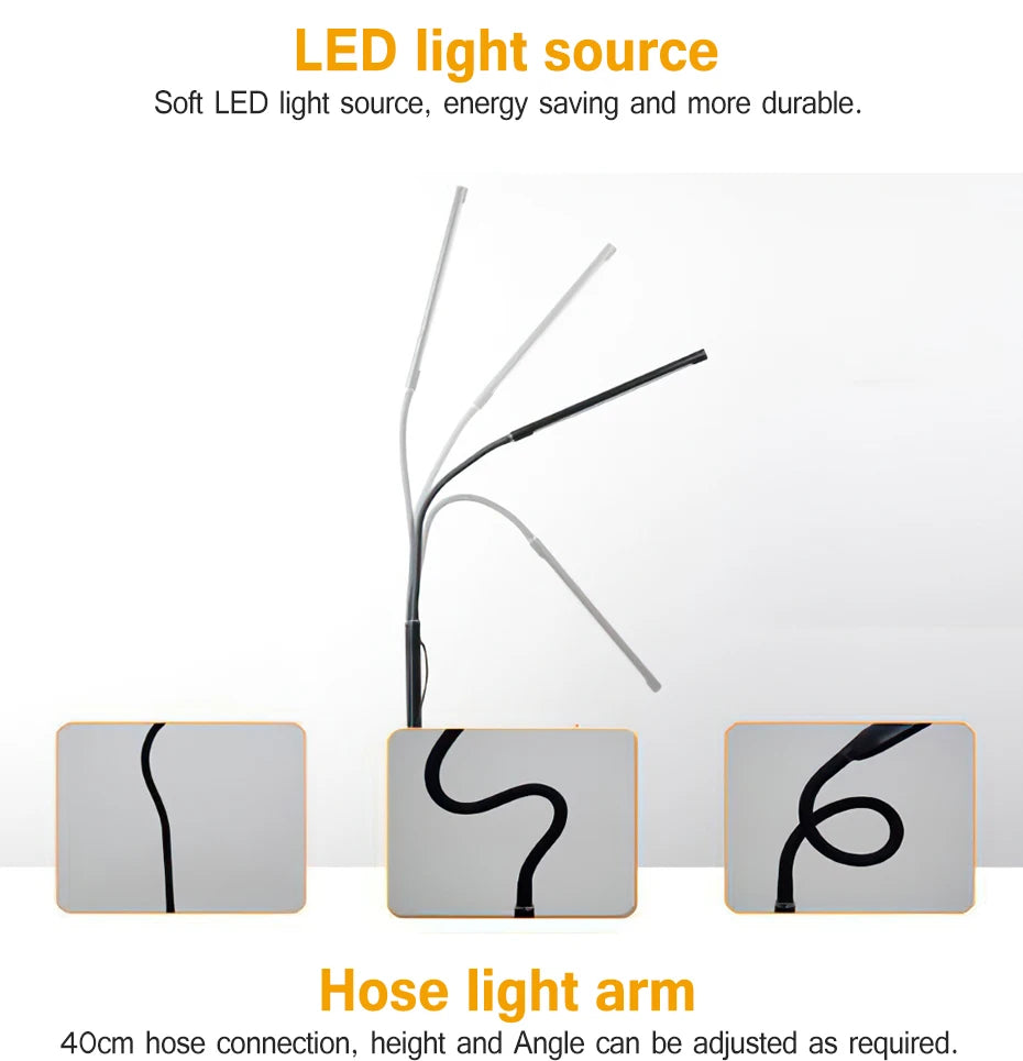 LED Floor Lamp, Flexible Floor Standing Light Adjustable Gooseneck LED Lamp For Home Rooms Reading lights, Woring And Makeup