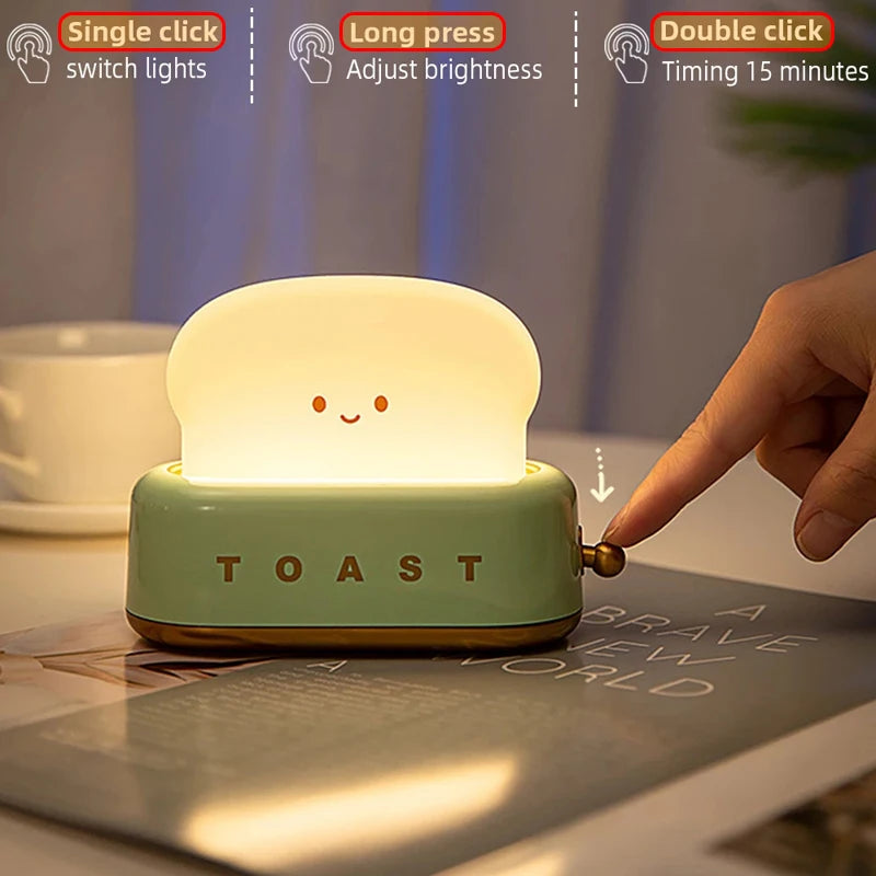 Cute Cartoon Night Light for Kids Bedroom,Toast Bread/Chick/Duck Shaped Led Lamp,Battery Powered or Rechargeable Optional,Gift