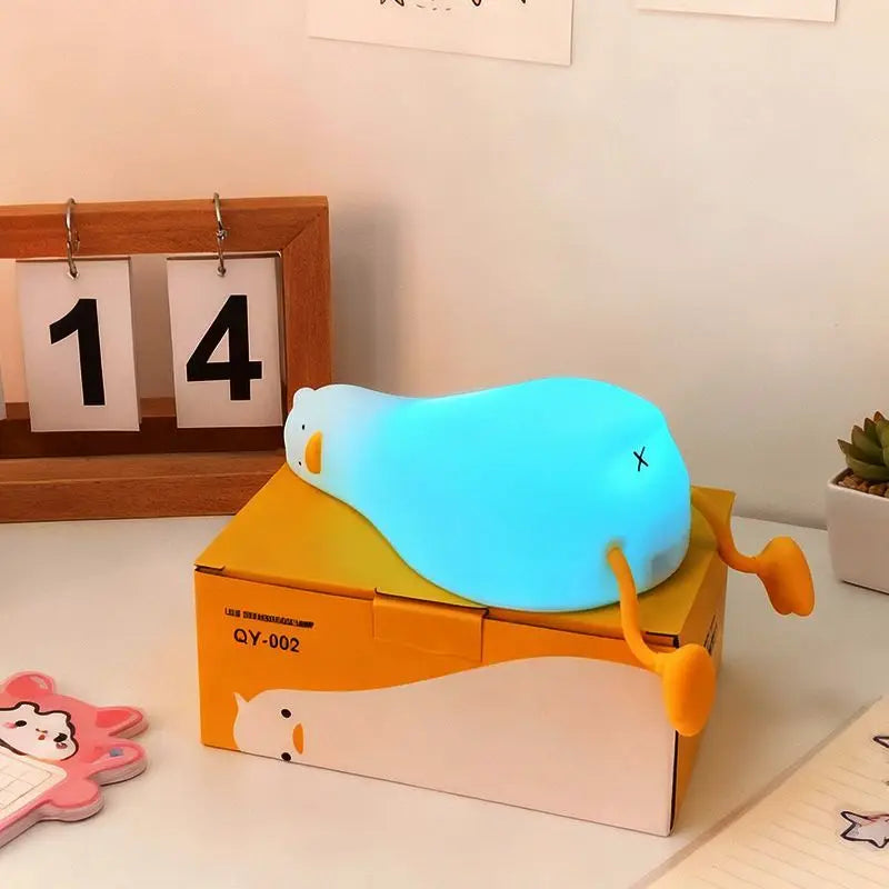 LED Children Night Light Rechargeable Silicone Squishy Duck Lamp Child Holiday Gift Sleeping Creative Bedroom Desktop Decor Lamp