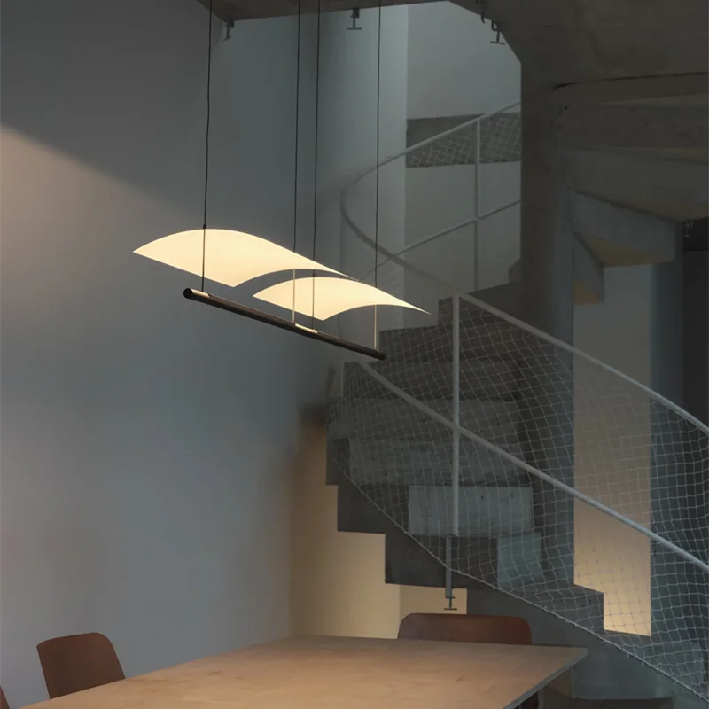 Long pendant lights LED minimalist hanging light Lamina Eaves Tile Lampshade For Office Restaurant Kitchen Island Light Fixture