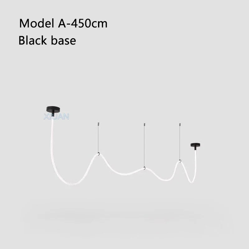 2025 360 Degree Lighting Living Room Pendant Lamp High Loft Line Chandelier Light Silicone Tube Kitchen Dining Table Hanging Lam