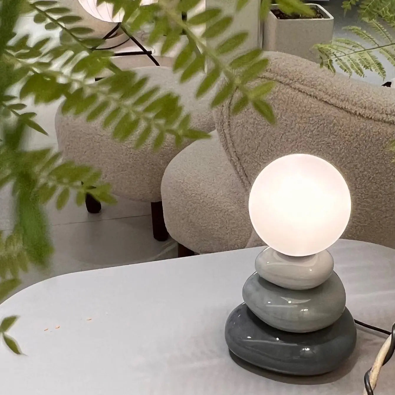 LED Colorful ceramics led table lamp for bedroom desk Mood light Lamp bedside table moon stromatolite Room decorating items