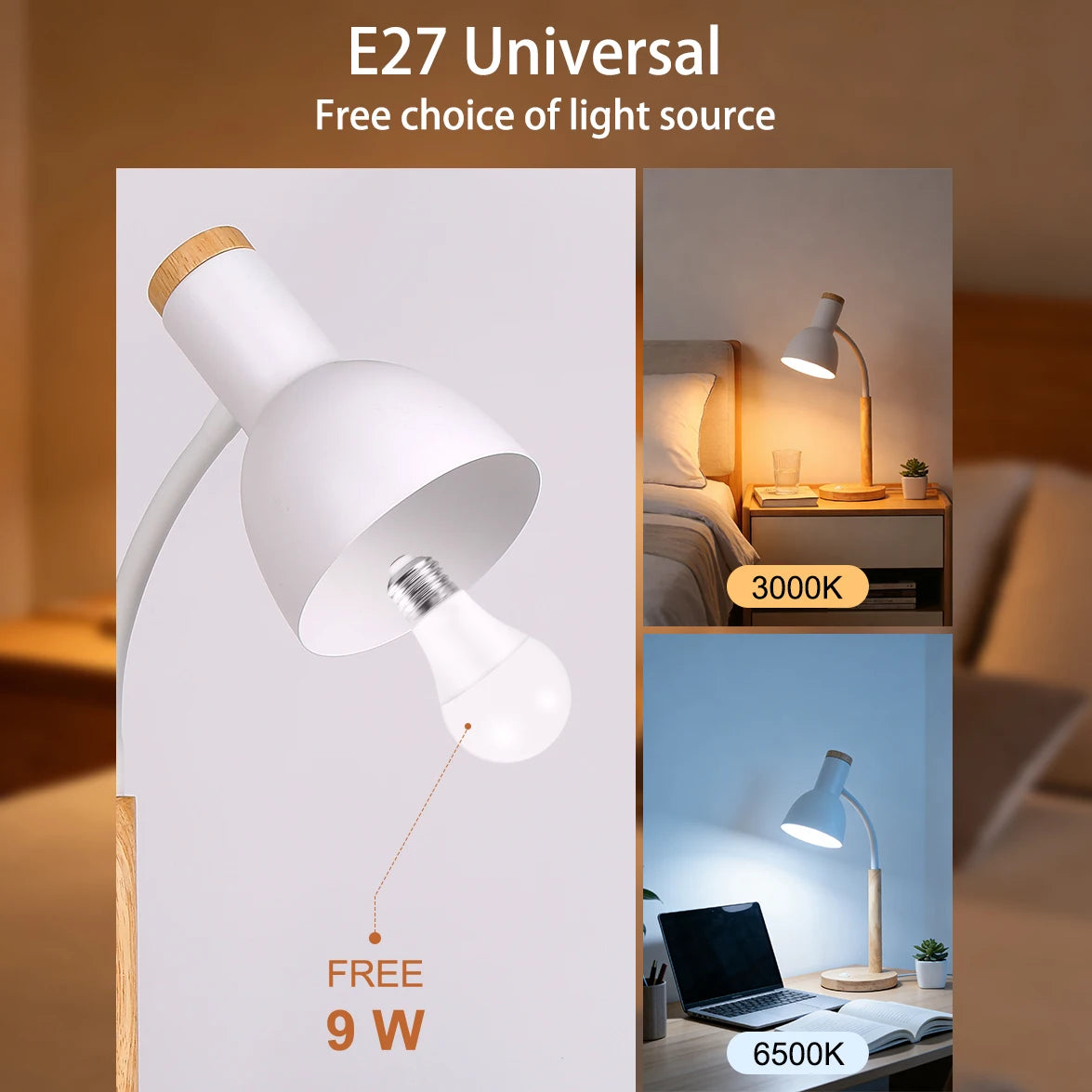 LED Desk Lamp E27 Base Table Lamps Replaceable Bulb Bedside Light Room Led Night light For Bedroom Office Study Reading Lighting