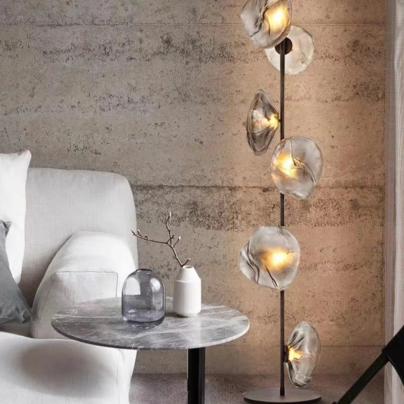 Modern Glass Floor Lamp Minimalist LED Corner Floor Lamp For Living Room Hotel Home Decor Nordic Bedroom Bedside Standing Lamp