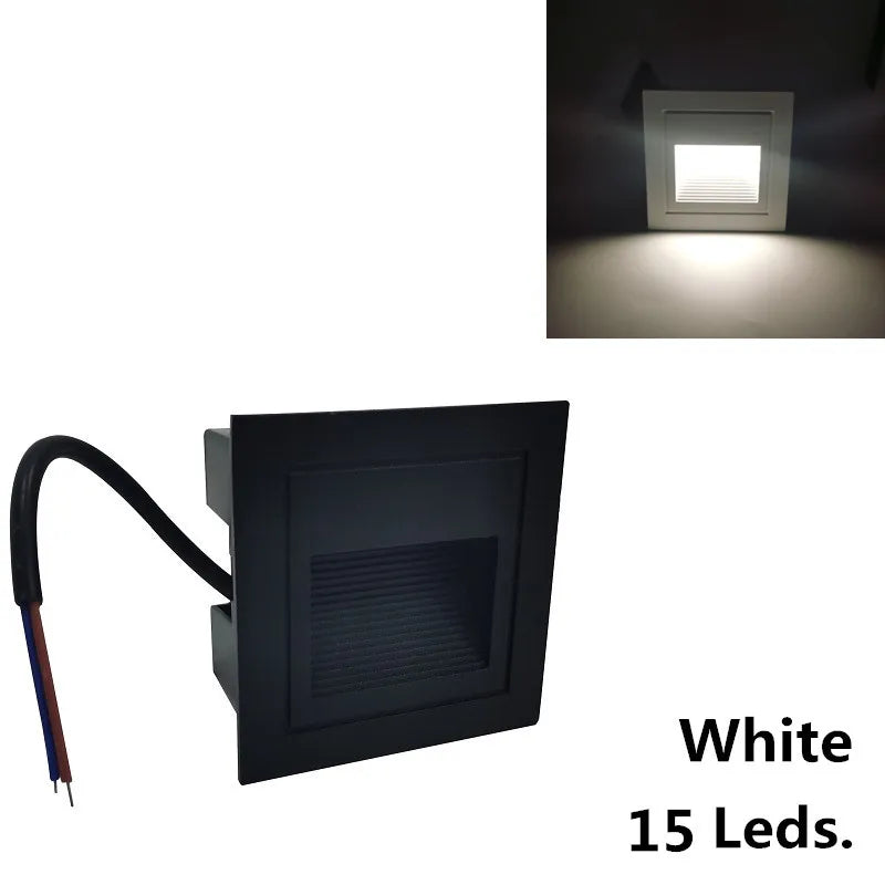 LED Deck Step Light 15Leds IP65 Waterproof Underground Lamp Recessed Stair Paitio Ground Floor Garden Landscape Wall Outdoor