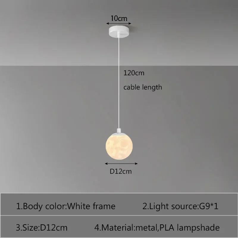 Nordic LED Moon Pendant Chandeliers Lighting for Dining Room Kitchen Restaurant Bar Decor Hanging Bedside Lights Suspension Lamp