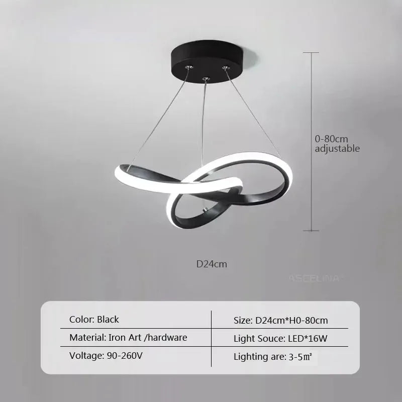 Modern LED Pendant Light With Irregular Streamlined Design Creative Small Hanging Light For Bedrooms Dining Rooms Study Rooms
