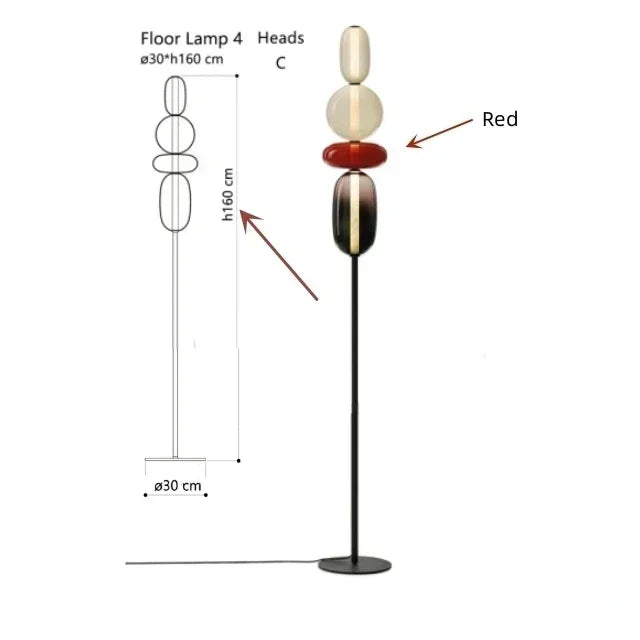 Italian Designer Creative Colored Glass LED Floor Light Living Room Bedroom Study Table Lamps Indoor Lighting Decor Candy Lights