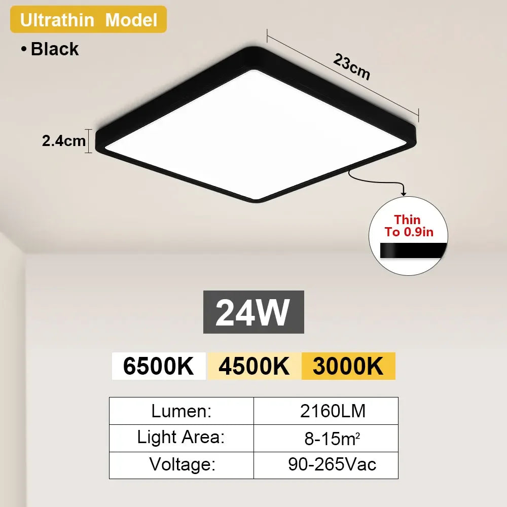 Ultrathin LED Ceiling Light Flush Mount Slim Lighting Fixture 24W 36W Bright Square Led Ceiling Lamp for Bedroom Hallway Kitchen