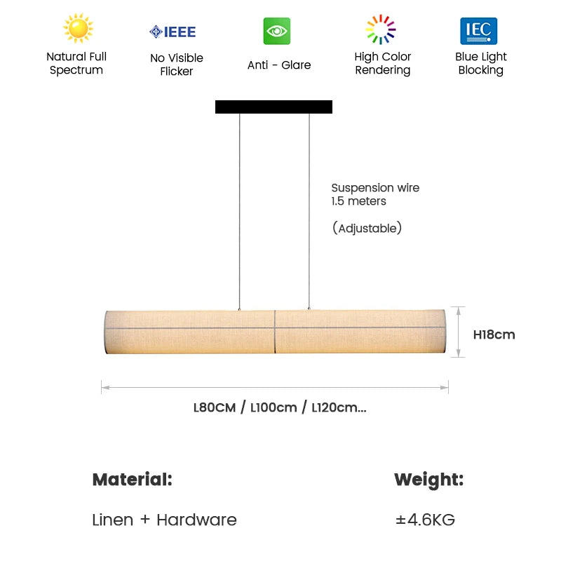 Copenhagen Pendant Light led long cloth tube Light vintage Designer Light Fixture for Living Room Bedroom Corner dining lamp