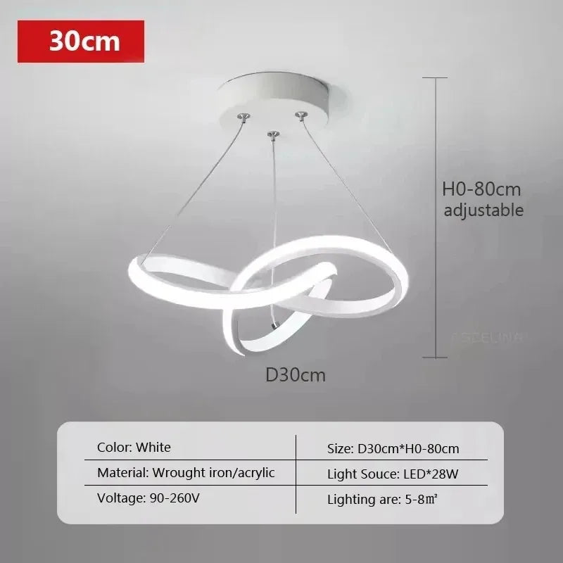 Modern LED Pendant Light With Irregular Streamlined Design Creative Small Hanging Light For Bedrooms Dining Rooms Study Rooms