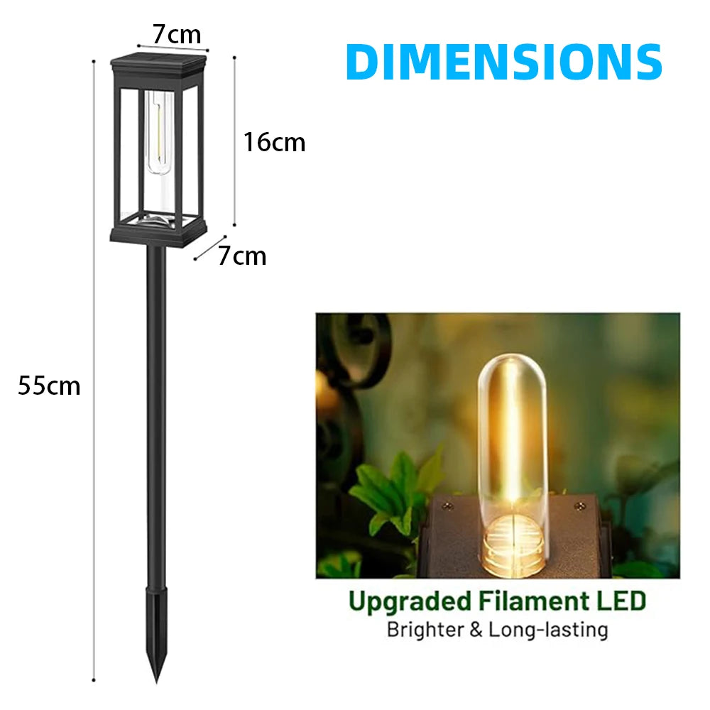 Outdoor Solar Path Lights IP65 Waterproof Landscape Lighting Warm white For Sidewalks Driveways Lawns Terraces Courtyard Garden