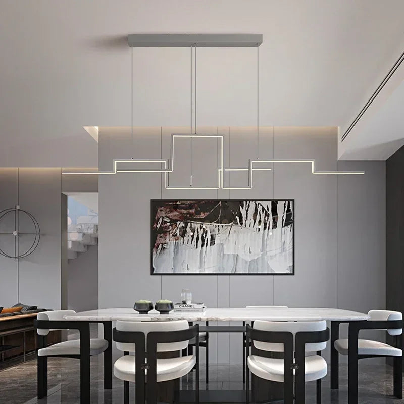 Nordic Simple Geometry Led Chandeliers Lighting Dimmable Living Dining Room Pendant Lights Home Decor Kitchen Bar Hanging Lamps
