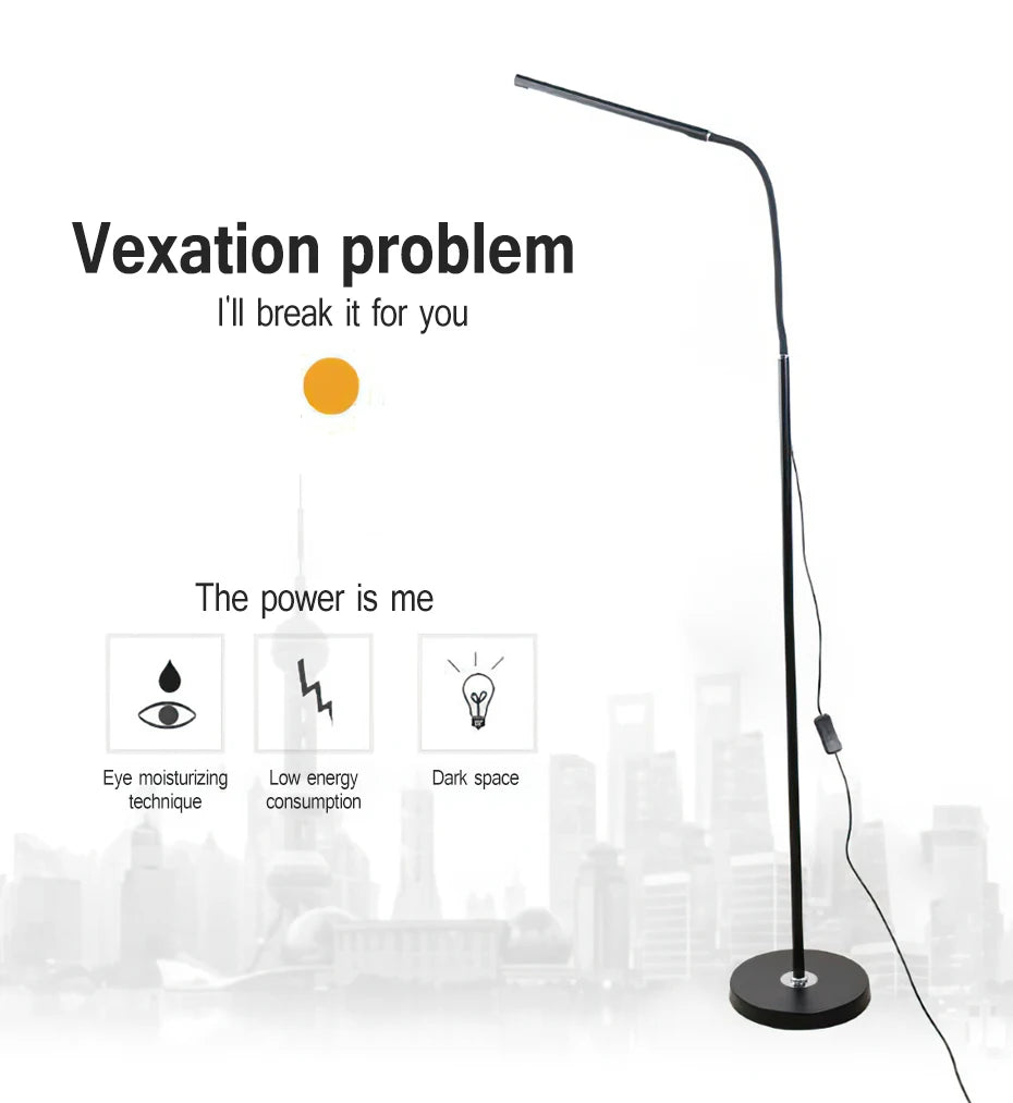 LED Floor Lamp, Flexible Floor Standing Light Adjustable Gooseneck LED Lamp For Home Rooms Reading lights, Woring And Makeup