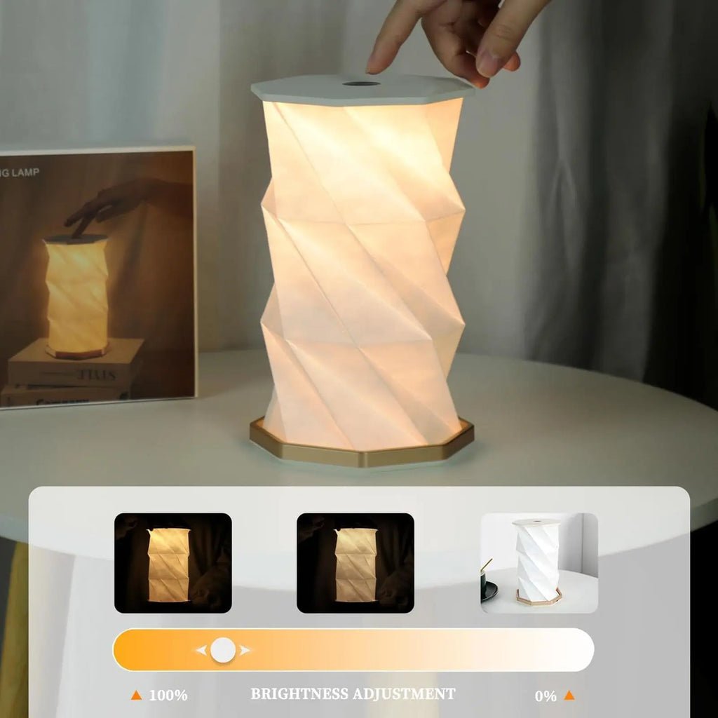 Outdoor Portable Folding Table Lamp Dimmable Paper Lantern for Camping Traveling Tent Night Light Emergency Home Bedroom Decor