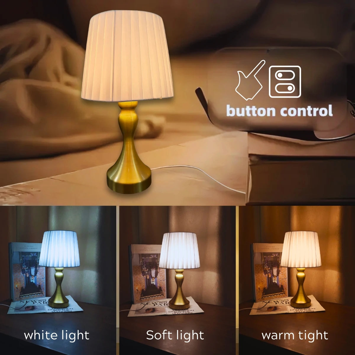 Elegant Nordic retro style pleated table lamp, used for home bedroom, living room, and office decoration lighting