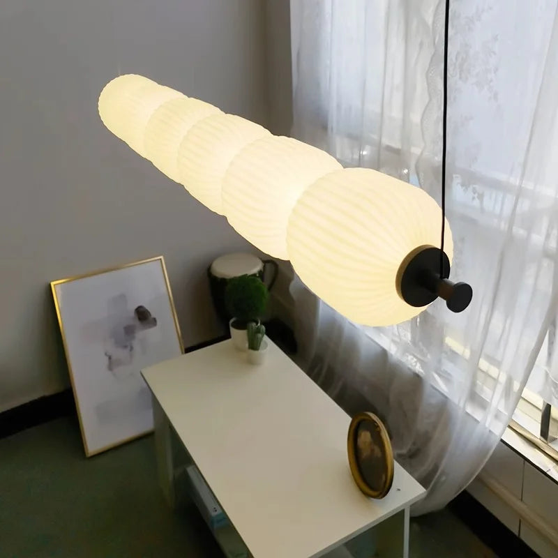 Nordic milk white long chandelier French Retro art pendant lamp restaurant kitchen island table dining room lighting fixtures