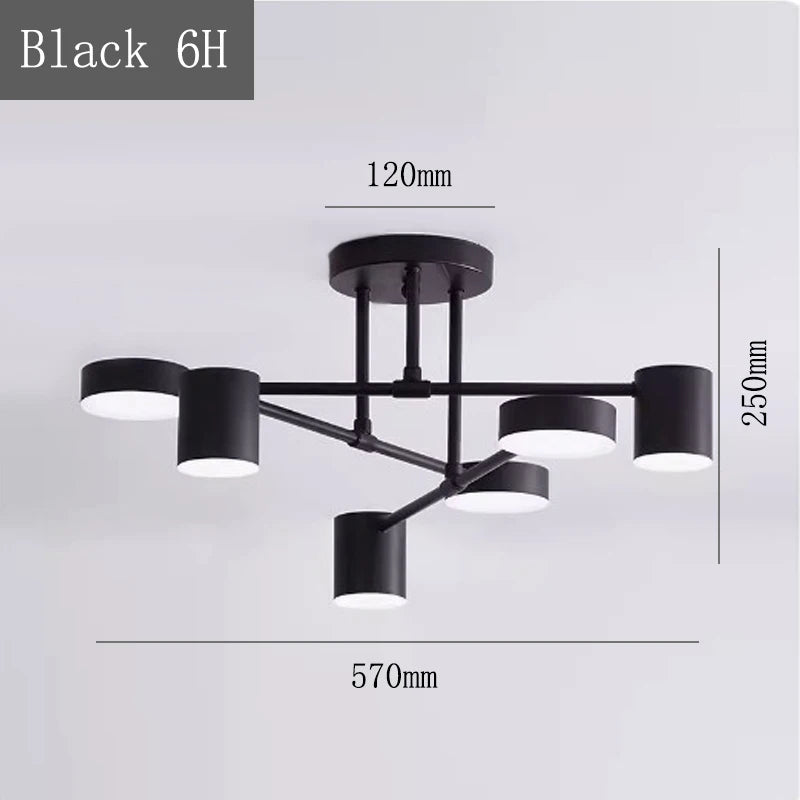 Modern Nordic Pendant Light LED Ceiling Lamp Semi Flush Mount Lamps Industrial Iron Chandeliers Gold/Black/White Home Decor