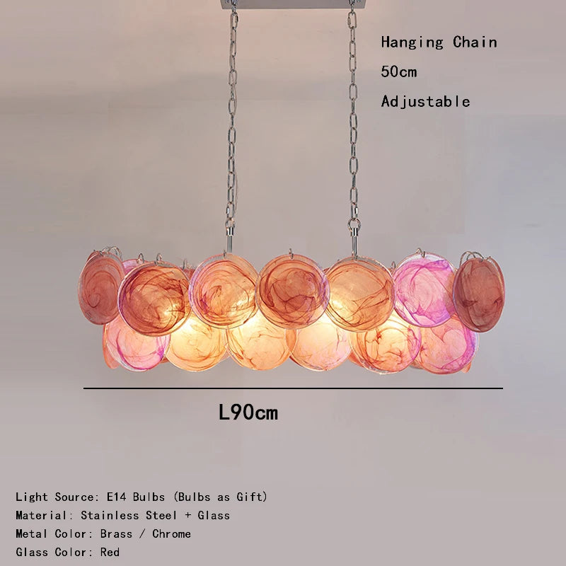 Vintage Lighting Fixture Italy Designer Red Glass Chandeliers LED Hanging Lamp for Ceiling Room Decor Lustre Cottage