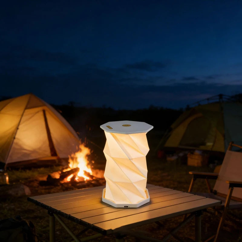 Outdoor Portable Folding Table Lamp Dimmable Paper Lantern for Camping Traveling Tent Night Light Emergency Home Bedroom Decor