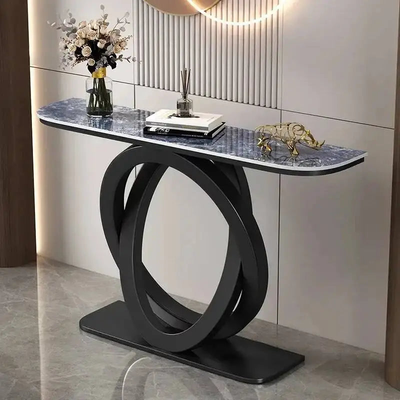 Luxury tablet computer console table, Italian semi-circular iron entrance cabinet table, home furniture creative corridor end