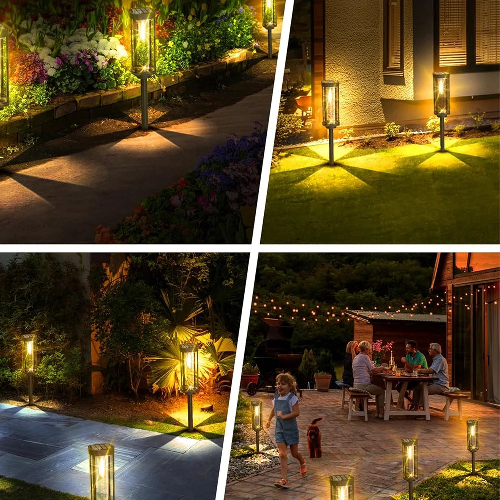Outdoor Solar Path Lights IP65 Waterproof Landscape Lighting Warm white For Sidewalks Driveways Lawns Terraces Courtyard Garden