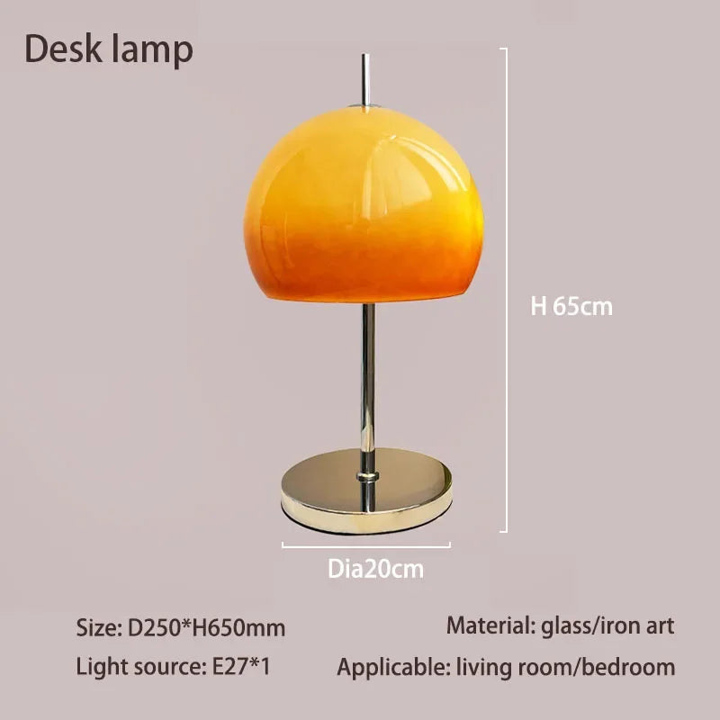 Modern Lamp Living Room Retro Glass Table Lamp Gradient Orange Mushroom Floor Lamp Living Room Bedroom Atmosphere LED Lamps