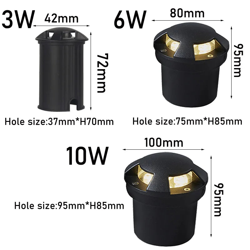LED Garden Light IP67 AC110V220VDC12V 3W 6W 10W Spotlights Outdoor Waterproof Recessed Underground Lamp Floor Landscape Lighting