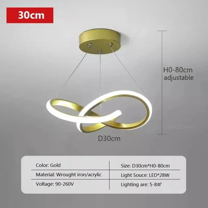 Modern LED Pendant Light With Irregular Streamlined Design Creative Small Hanging Light For Bedrooms Dining Rooms Study Rooms